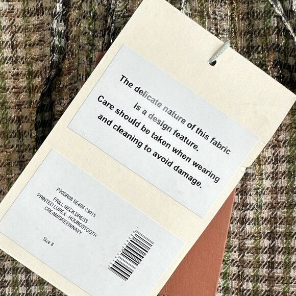 NWT ALEXACHUNG Metallic Lurex Silver Puff Sleeve Dress - Picture 8 of 9